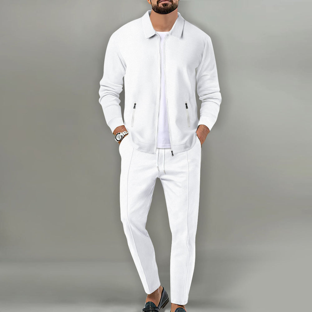 Ensemble de Survêtement Respirant en Poly Mélangé avec Veste à Fermeture Éclair et Pantalon Élastique 1