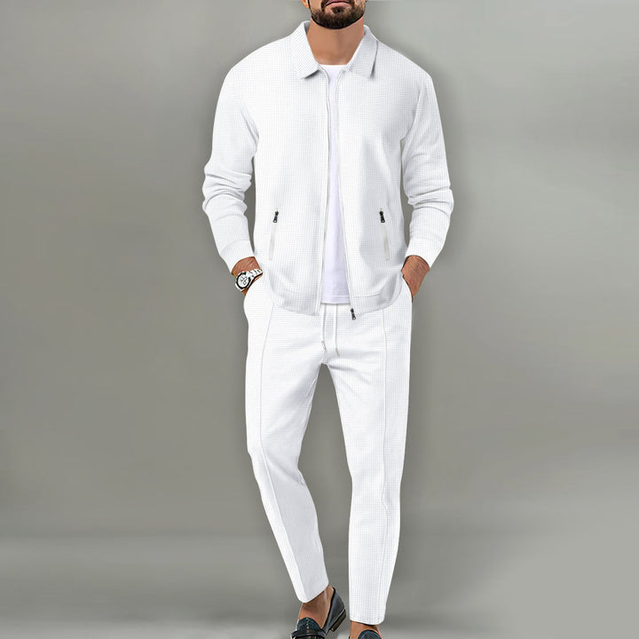 Ensemble de Survêtement Respirant en Poly Mélangé avec Veste à Fermeture Éclair et Pantalon Élastique 1