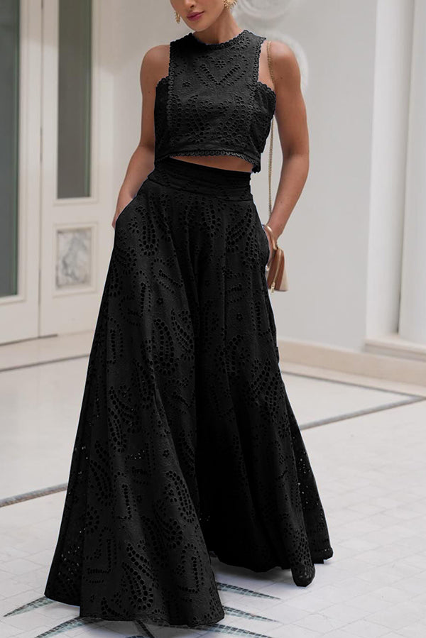 Ensemble en Dentelle Élégant avec Top Court et Jupe Large – Parfait pour l'Été 5