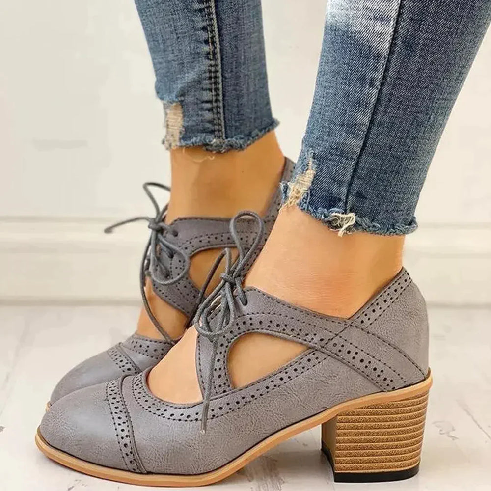 Bottes à Talons Brogue Confortables en Cuir PU pour Femme - Élégantes et Idéales pour le Quotidien-5