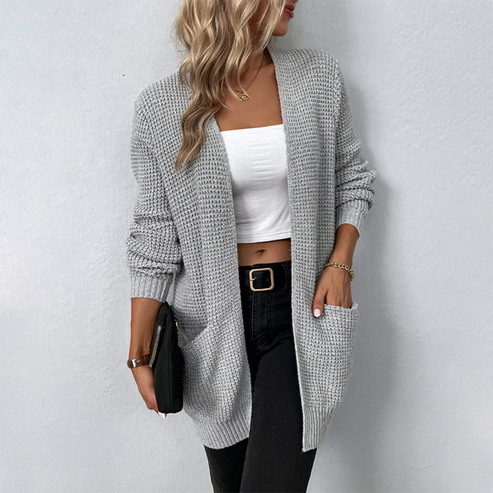 Gilet Long Femme Élégant Noir avec Poches – Confort et Style pour Automne/Hiver 2