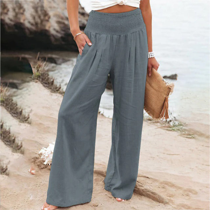 Pantalon d'été Femme à Jambes Larges en Polyester – Élégant, Confortable et Pratique avec Poches-6