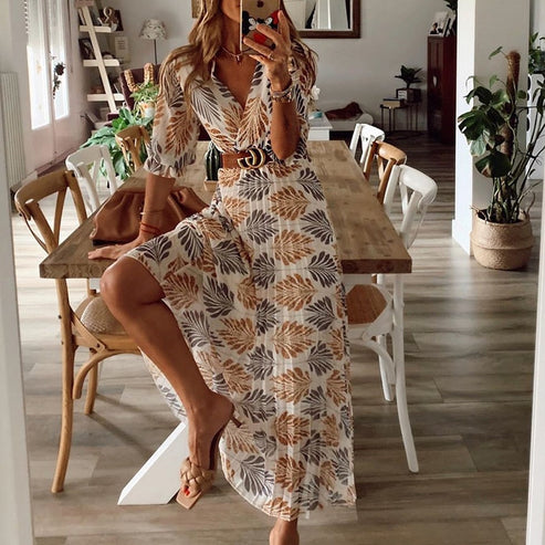 Robe Longue Femme Été Jazlyn – Élégante Robe de Soirée Longue avec Tissu Fluide et Motif Unique-1