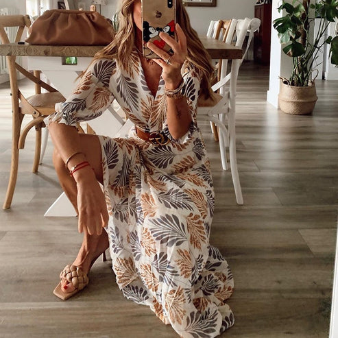 Robe Longue Femme Été Jazlyn – Élégante Robe de Soirée Longue avec Tissu Fluide et Motif Unique-2