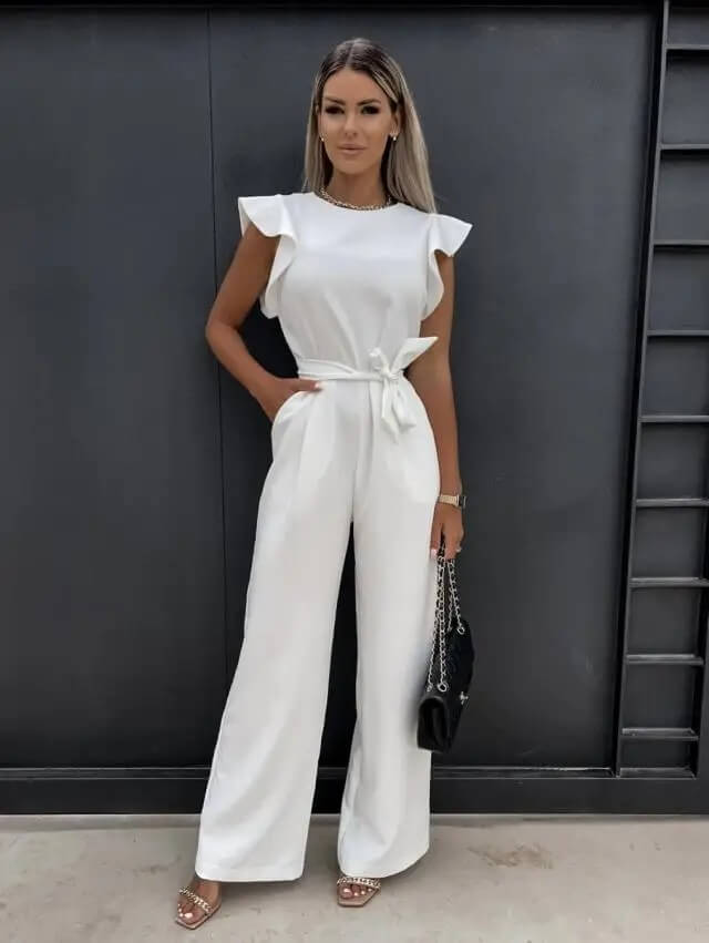 Jumpsuit Élégant et Confortable avec Manches Papillon et Ceinture – Idéal pour Toutes Occasions 4