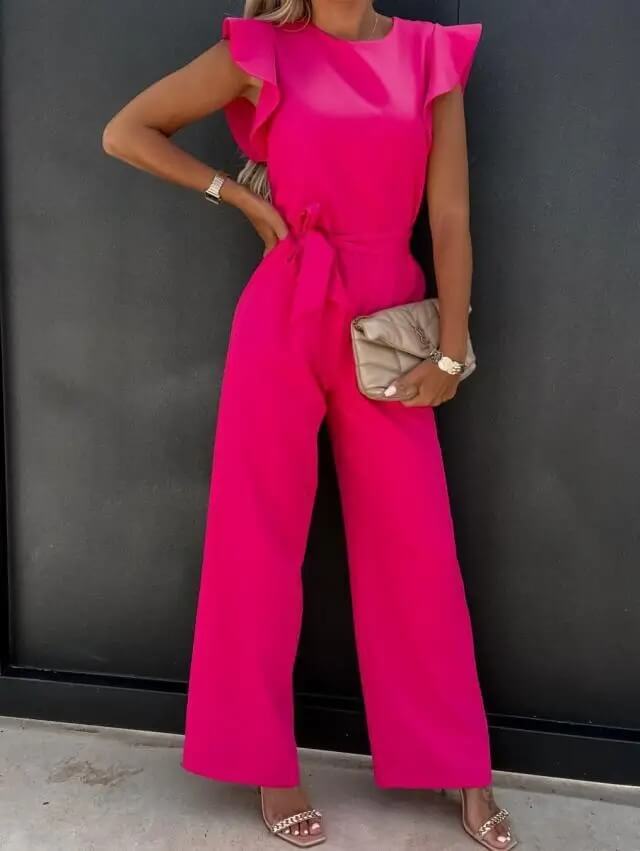 Jumpsuit Élégant et Confortable avec Manches Papillon et Ceinture – Idéal pour Toutes Occasions 6