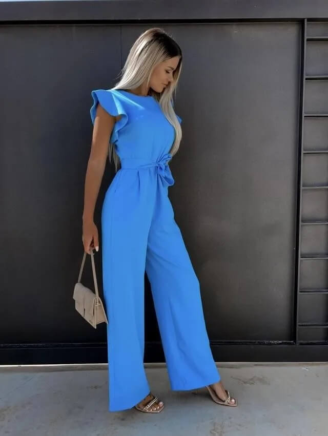 Jumpsuit Élégant et Confortable avec Manches Papillon et Ceinture – Idéal pour Toutes Occasions 9