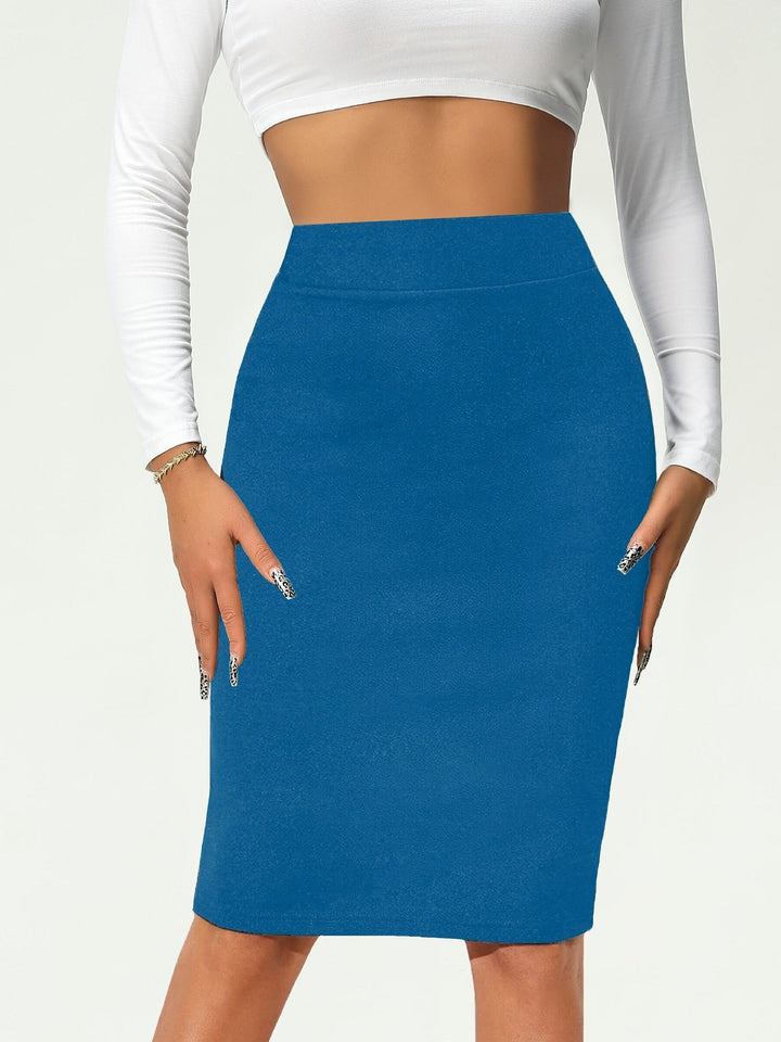 Jupe Crayon Élastique à Taille Haute en Coton – Élégante et Polyvalente 1