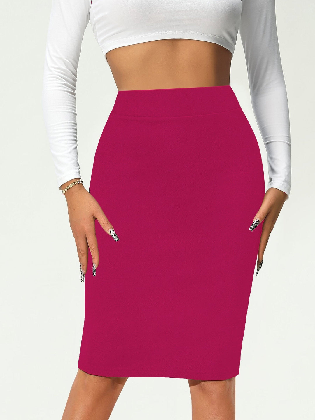 Jupe Crayon Élastique à Taille Haute en Coton – Élégante et Polyvalente 10