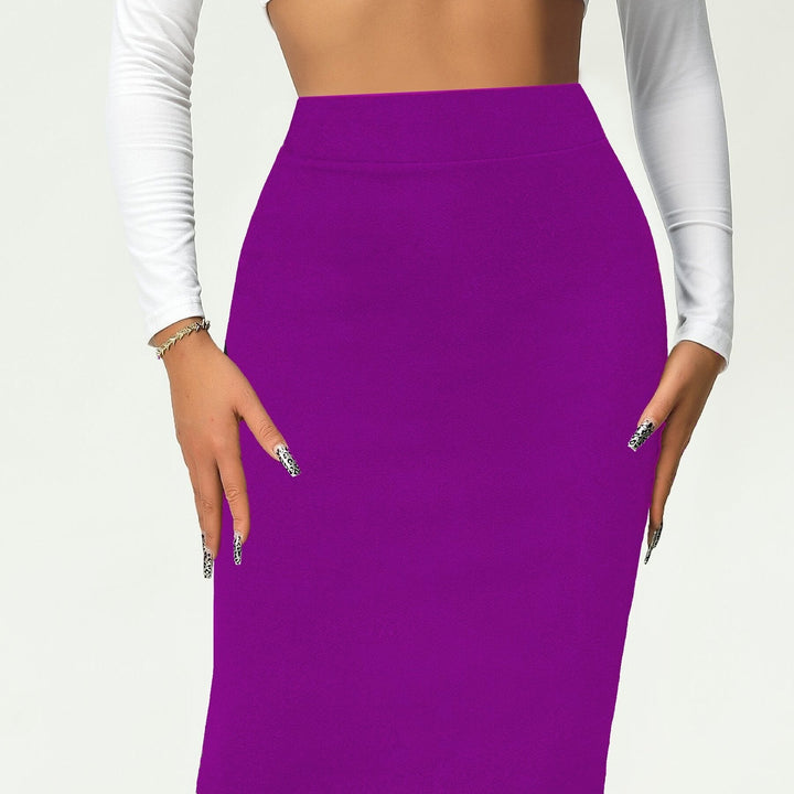 Jupe Crayon Élastique à Taille Haute en Coton – Élégante et Polyvalente 9