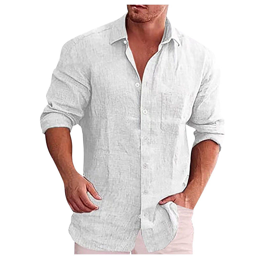 Chemise en Lin Homme Décontractée avec Col Revers – Élégante et Confortable pour Toutes Occasions-6