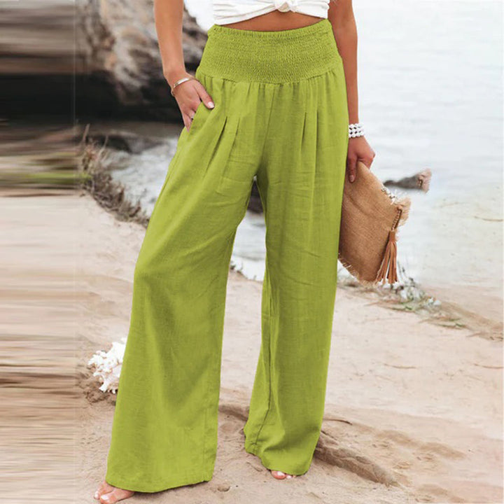 Variant image for Pantalon d'été Femme à Jambes Larges en Polyester – Élégant, Confortable et Pratique avec Poches-19