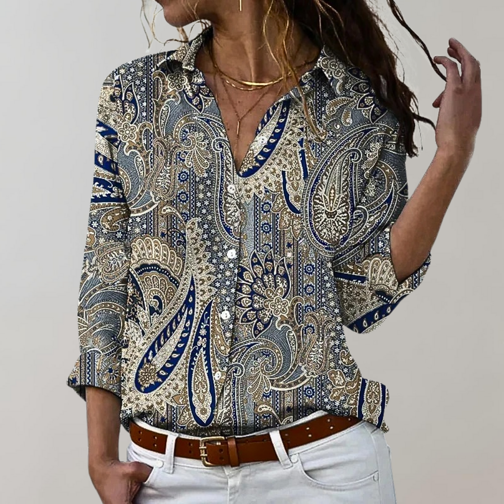 Variant image for Chemisier Femme Chic à Manches Longues en Tissu Respirant avec Imprimés Variés – Élégance et Confort pour Toutes Occasions-1