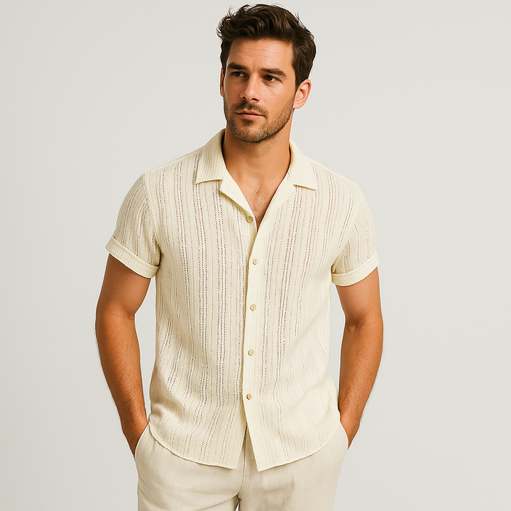 Chemise beige pour homme - style court pour l'été