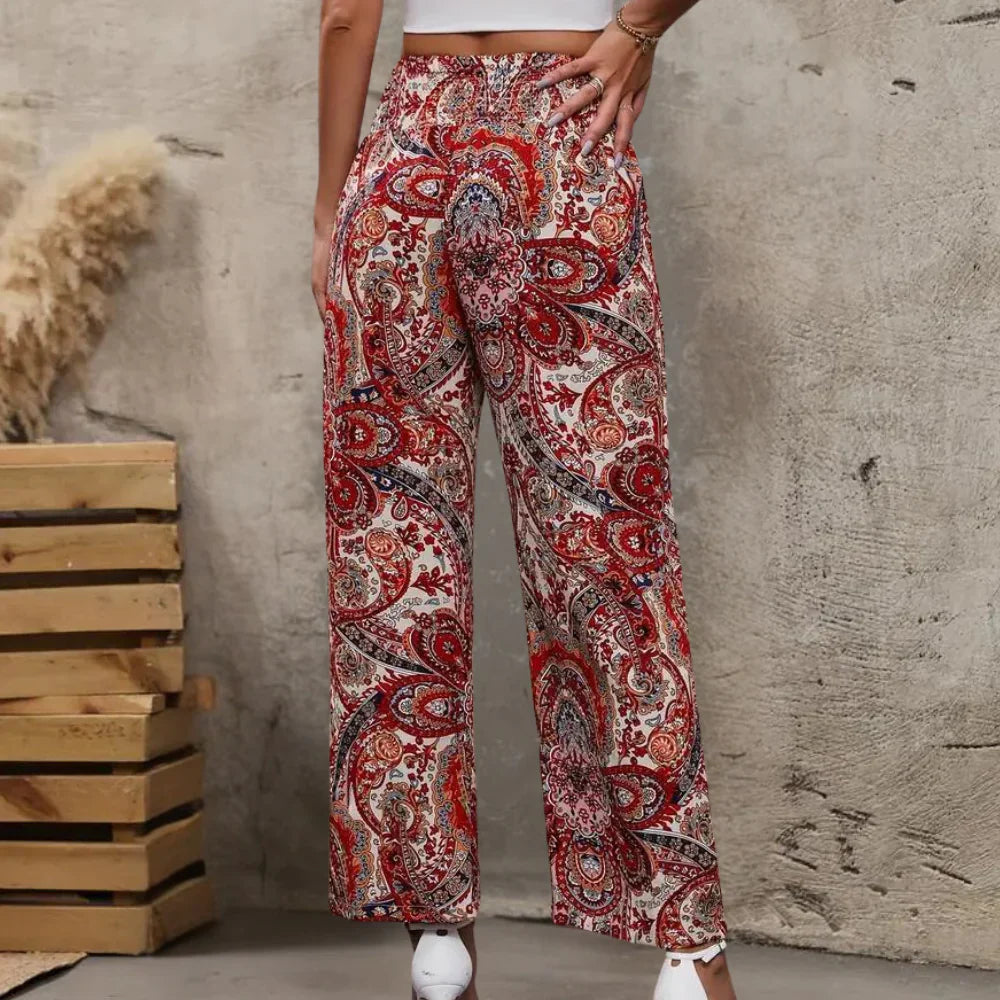 Pantalon Large Bohème Imprimé Paisley en Polyester Léger – Confort et Style Élégant-3