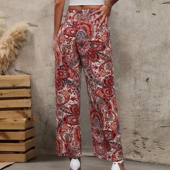 Pantalon Large Bohème Imprimé Paisley en Polyester Léger – Confort et Style Élégant-3