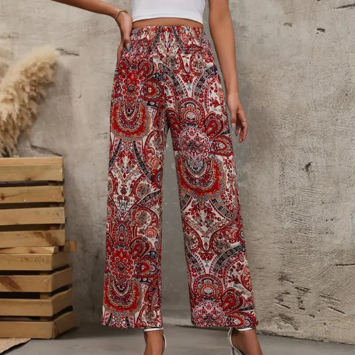 Pantalon Large Bohème Imprimé Paisley en Polyester Léger – Confort et Style Élégant-2