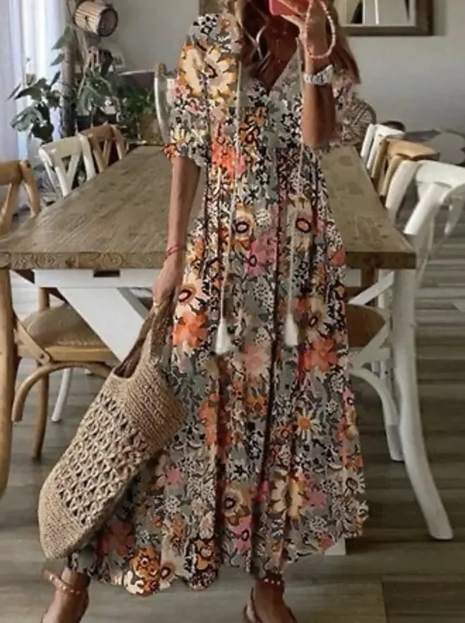 Robe Longue Bohème Femme Dianna – Maxi Robe d'Été Confortable