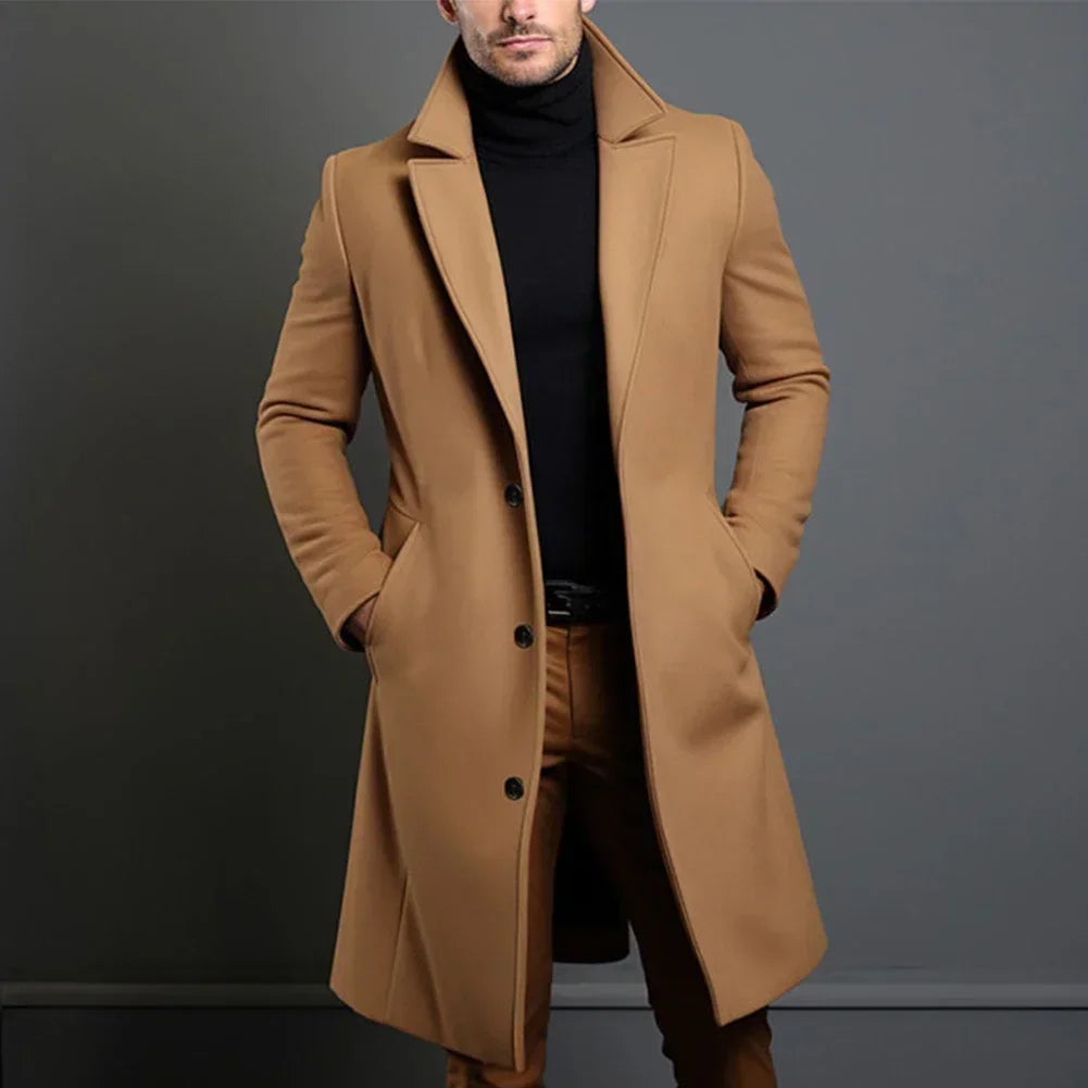 Manteau Hiver Homme Classique en Tissu de Qualité – Élégant, Léger et Pratique avec Poches Profondes 1