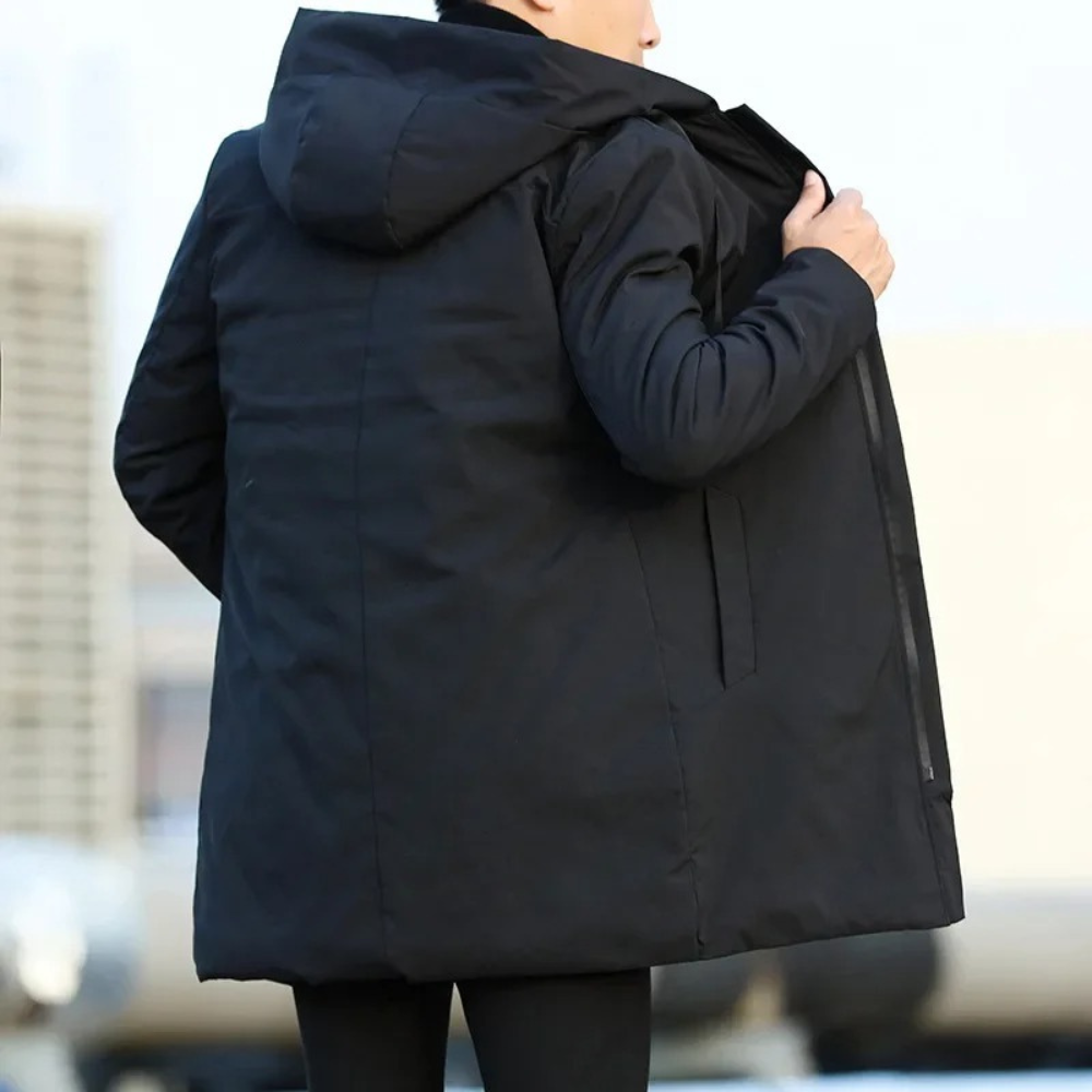 Manteau Homme Hiver Élégant Noir et Vert en Tissu Durable – Vêtement Polyvalent pour Toutes Saisons 1