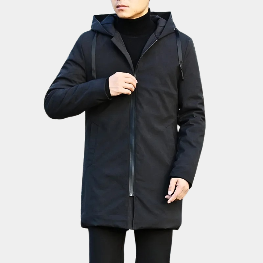 Manteau Homme Hiver Élégant Noir et Vert en Tissu Durable – Vêtement Polyvalent pour Toutes Saisons 2