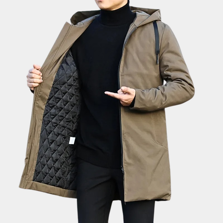 Manteau Homme Hiver Élégant Noir et Vert en Tissu Durable – Vêtement Polyvalent pour Toutes Saisons 3