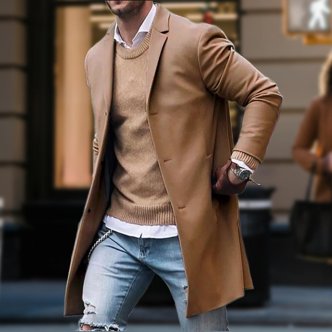 Manteau Long Moderne et Élégant avec Poches et Coupe Ajustée 0