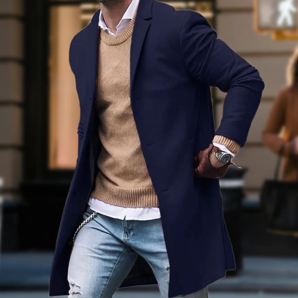 Manteau Long Moderne et Élégant avec Poches et Coupe Ajustée 1