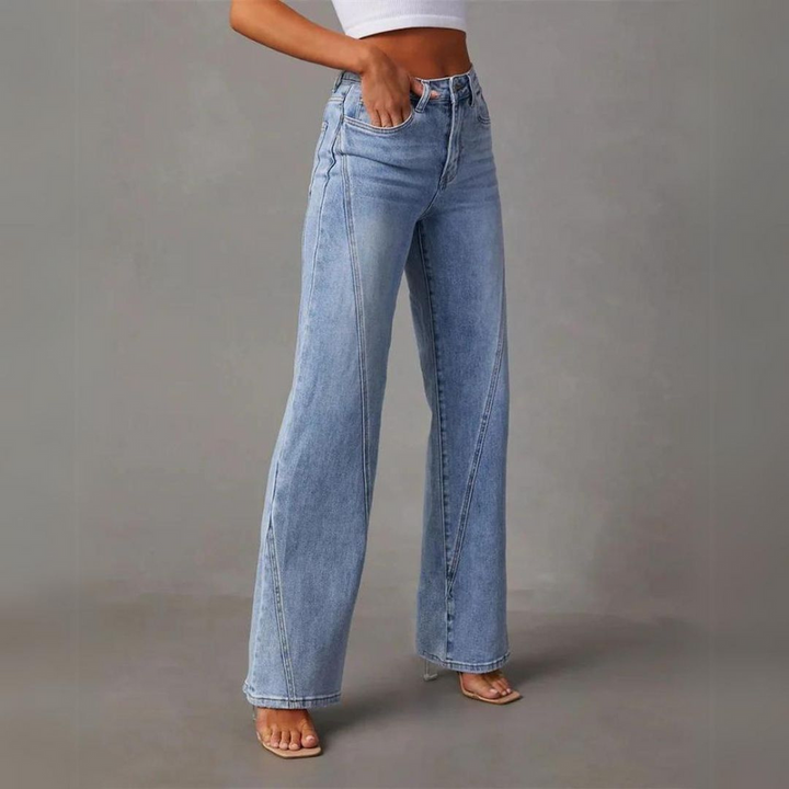 Jean Évasé Taille Haute en Denim Élastique pour Femme – Confort et Élégance Intemporelle-3