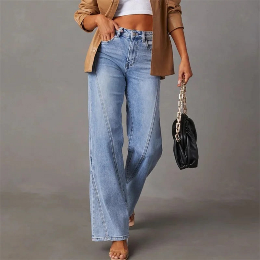 Jean Évasé Taille Haute en Denim Élastique pour Femme – Confort et Élégance Intemporelle-2