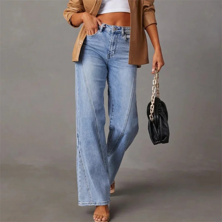 Jean Évasé Taille Haute en Denim Élastique pour Femme – Confort et Élégance Intemporelle-2