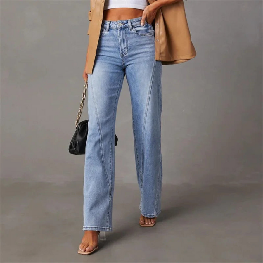 Jean Évasé Taille Haute en Denim Élastique pour Femme – Confort et Élégance Intemporelle-1