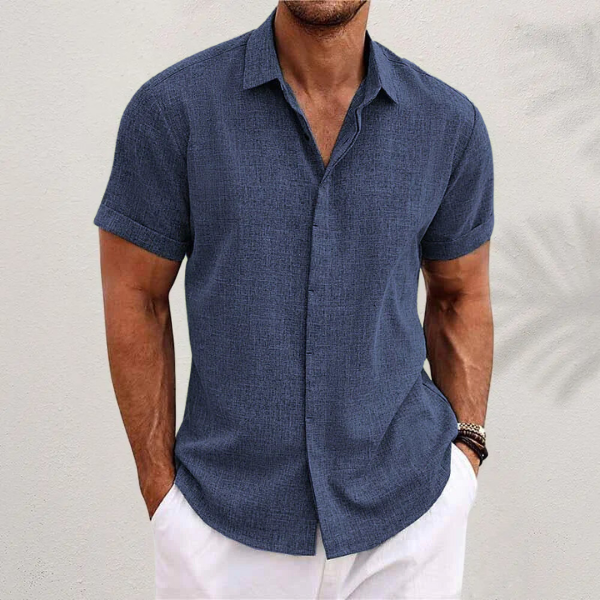 Chemise Manche Courte Homme en Lin et Coton – Confortable et Élégante pour Été, Plusieurs Tailles et Couleurs Disponibles-4