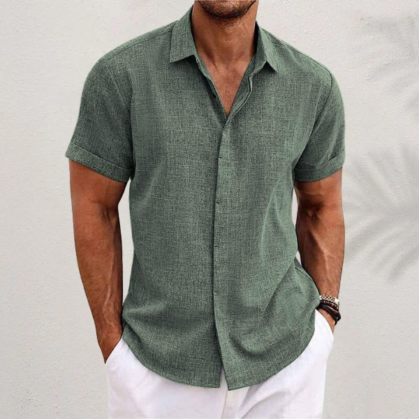 Chemise Manche Courte Homme en Lin et Coton – Confortable et Élégante pour Été, Plusieurs Tailles et Couleurs Disponibles-5