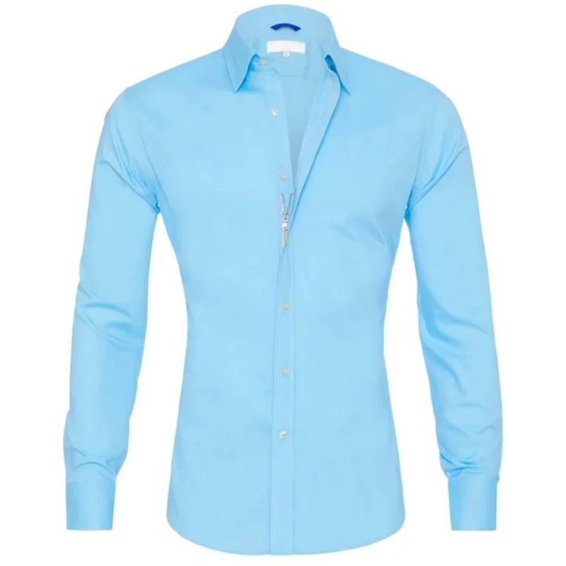 Variant image for Chemisier Homme Sans Ride avec Fermeture Éclair Cachée – Tissu Respirant et Confortable, Disponible en Noir, Blanc, Bleu-15
