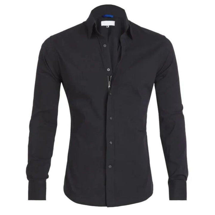 Variant image for Chemisier Homme Sans Ride avec Fermeture Éclair Cachée – Tissu Respirant et Confortable, Disponible en Noir, Blanc, Bleu-2