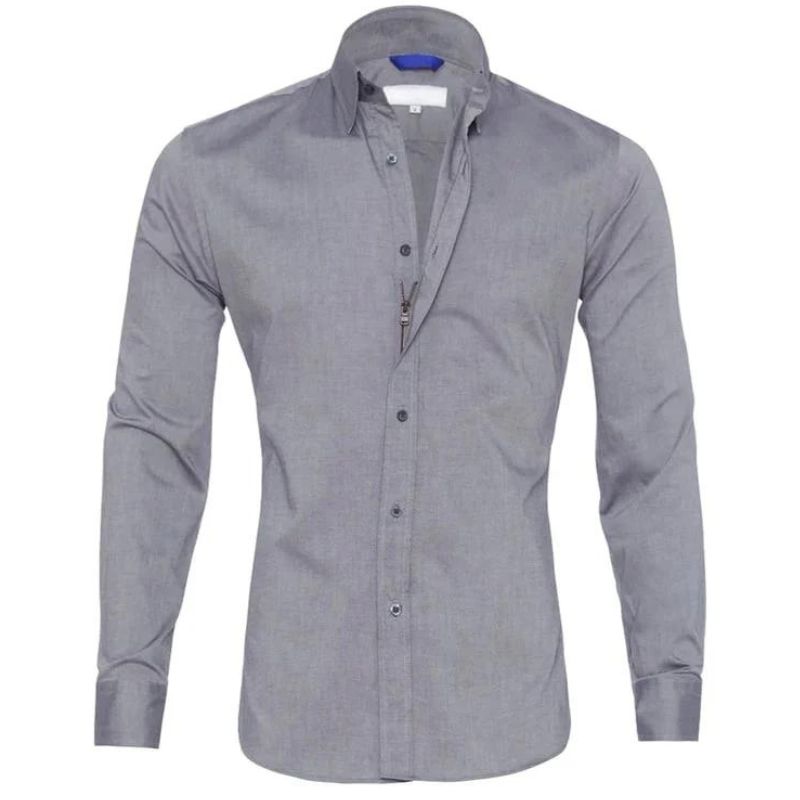 Variant image for Chemisier Homme Sans Ride avec Fermeture Éclair Cachée – Tissu Respirant et Confortable, Disponible en Noir, Blanc, Bleu-36