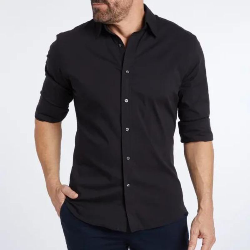 Chemisier Homme Sans Ride avec Fermeture Éclair Cachée – Tissu Respirant et Confortable, Disponible en Noir, Blanc, Bleu-2