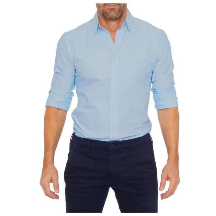 Variant image for Chemisier Homme Sans Ride avec Fermeture Éclair Cachée – Tissu Respirant et Confortable, Disponible en Noir, Blanc, Bleu-22