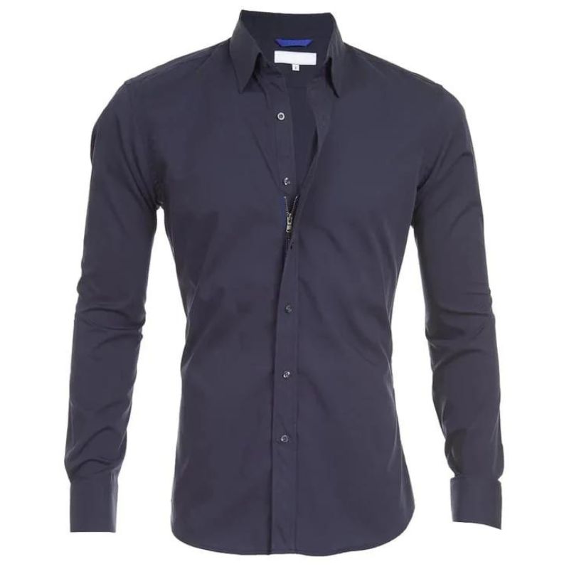 Variant image for Chemisier Homme Sans Ride avec Fermeture Éclair Cachée – Tissu Respirant et Confortable, Disponible en Noir, Blanc, Bleu-29