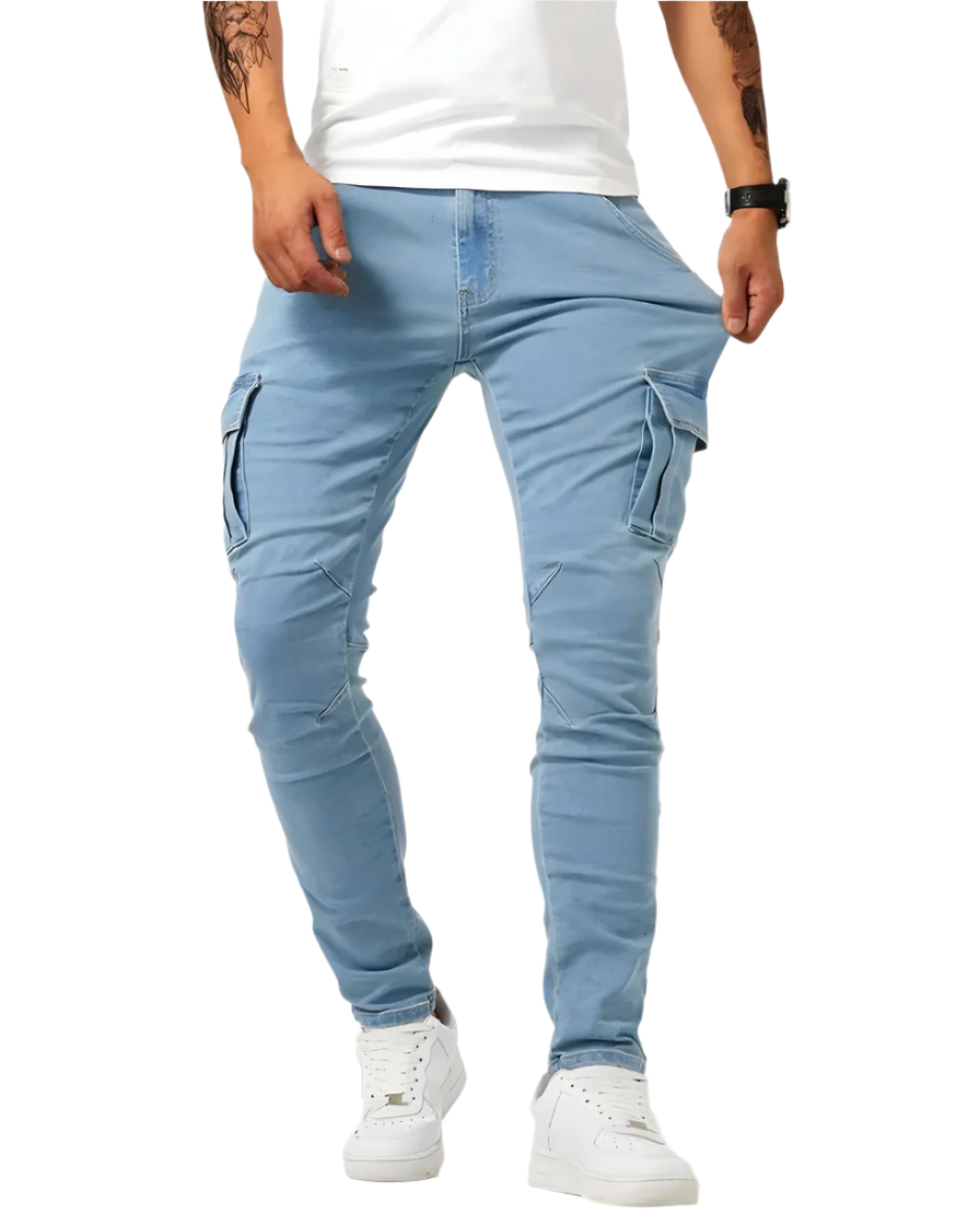 Pantalon Cargo Stretch en Coton Doux pour Homme - Confort et Flexibilité avec Poches Pratiques 0