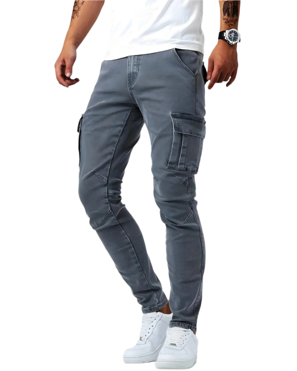 Pantalon Cargo Stretch en Coton Doux pour Homme - Confort et Flexibilité avec Poches Pratiques 1