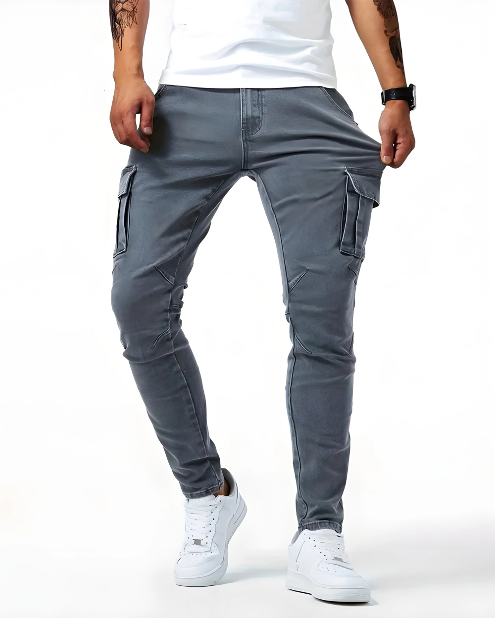 Pantalon Cargo Stretch en Coton Doux pour Homme - Confort et Flexibilité avec Poches Pratiques 3