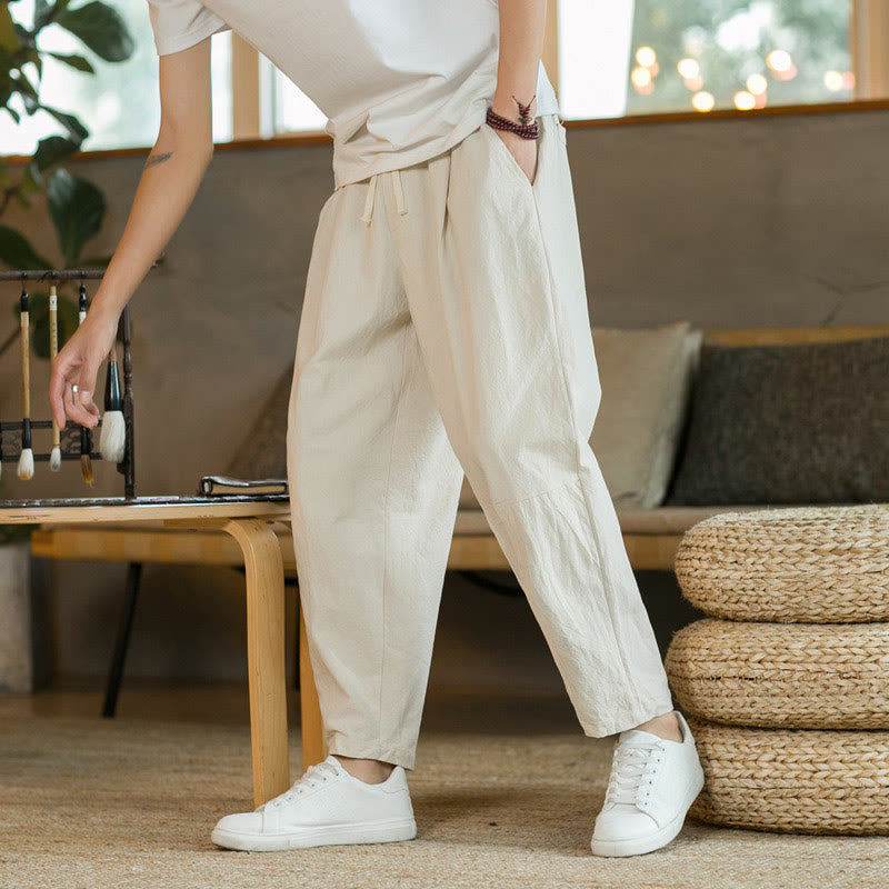 Pantalon En Lin Homme Confortable Avec Poches - Pantalons Décontractés En Coton Et Lin Pour Un Style Élégant 1