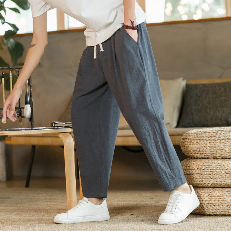 Pantalon En Lin Homme Confortable Avec Poches - Pantalons Décontractés En Coton Et Lin Pour Un Style Élégant 11