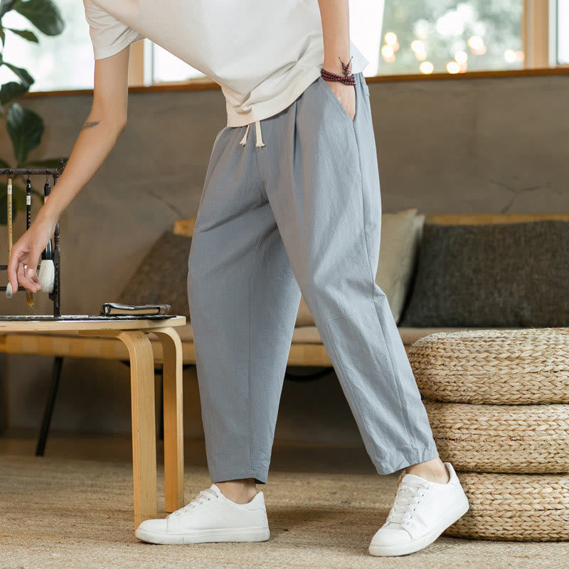 Pantalon En Lin Homme Confortable Avec Poches - Pantalons Décontractés En Coton Et Lin Pour Un Style Élégant 12