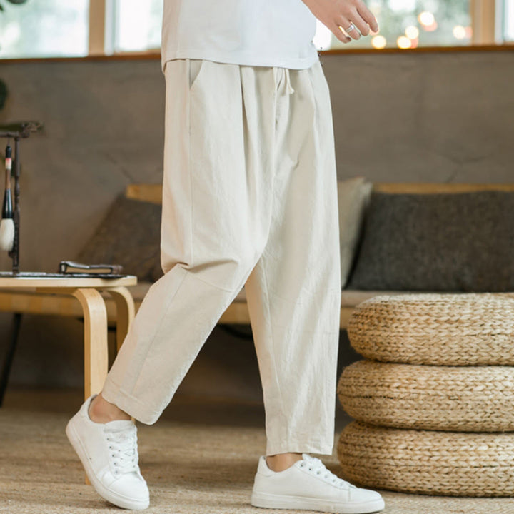 Pantalon En Lin Homme Confortable Avec Poches - Pantalons Décontractés En Coton Et Lin Pour Un Style Élégant 2