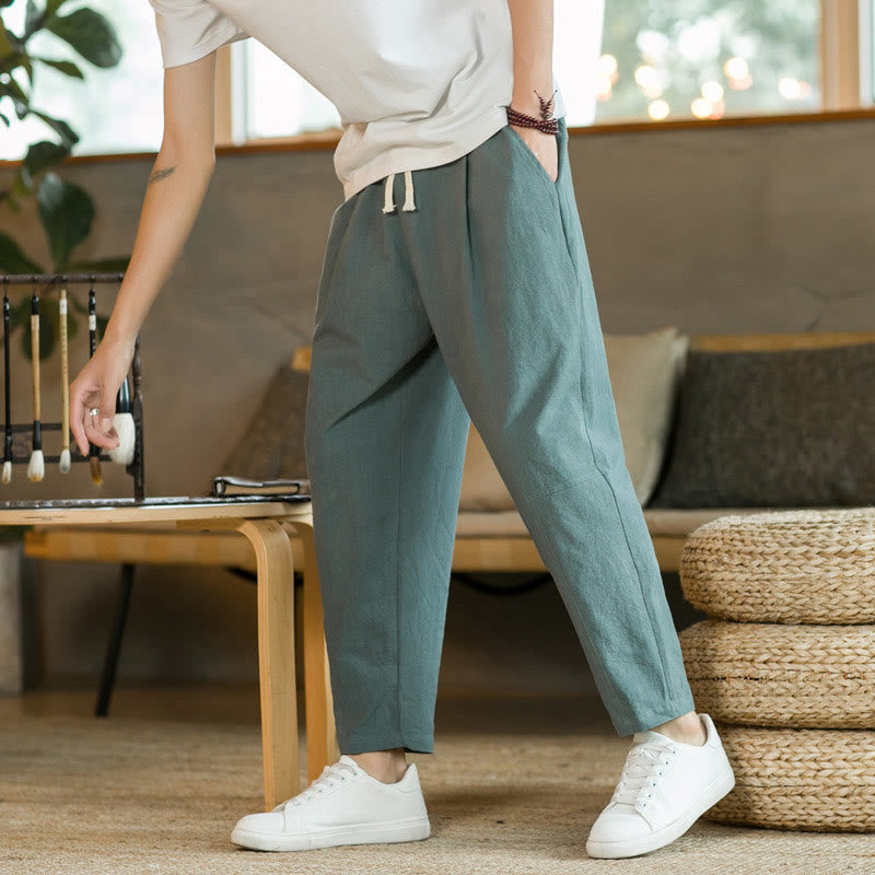 Pantalon En Lin Homme Confortable Avec Poches - Pantalons Décontractés En Coton Et Lin Pour Un Style Élégant 6