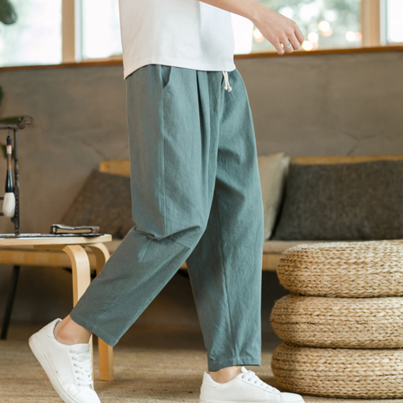 Pantalon En Lin Homme Confortable Avec Poches - Pantalons Décontractés En Coton Et Lin Pour Un Style Élégant 7