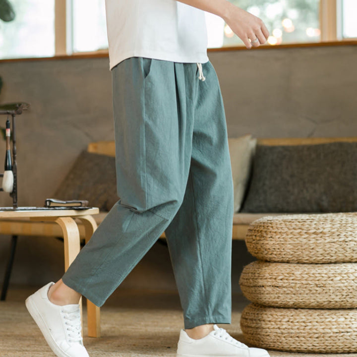 Pantalon En Lin Homme Confortable Avec Poches - Pantalons Décontractés En Coton Et Lin Pour Un Style Élégant 7